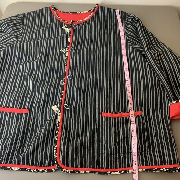 Koos Of Course Womens Jacket 3X Red Black Linen Rayon Reversible Art To Wear - Picture 10 of 13